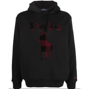 Polo Ralph Lauren Classic RRL Black Plaid Big Pony Fleece Sweatshirt Mens XL NEW